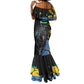 Personalized Gabon Black Panther Mermaid Dress Gabonese Map Grunge Style