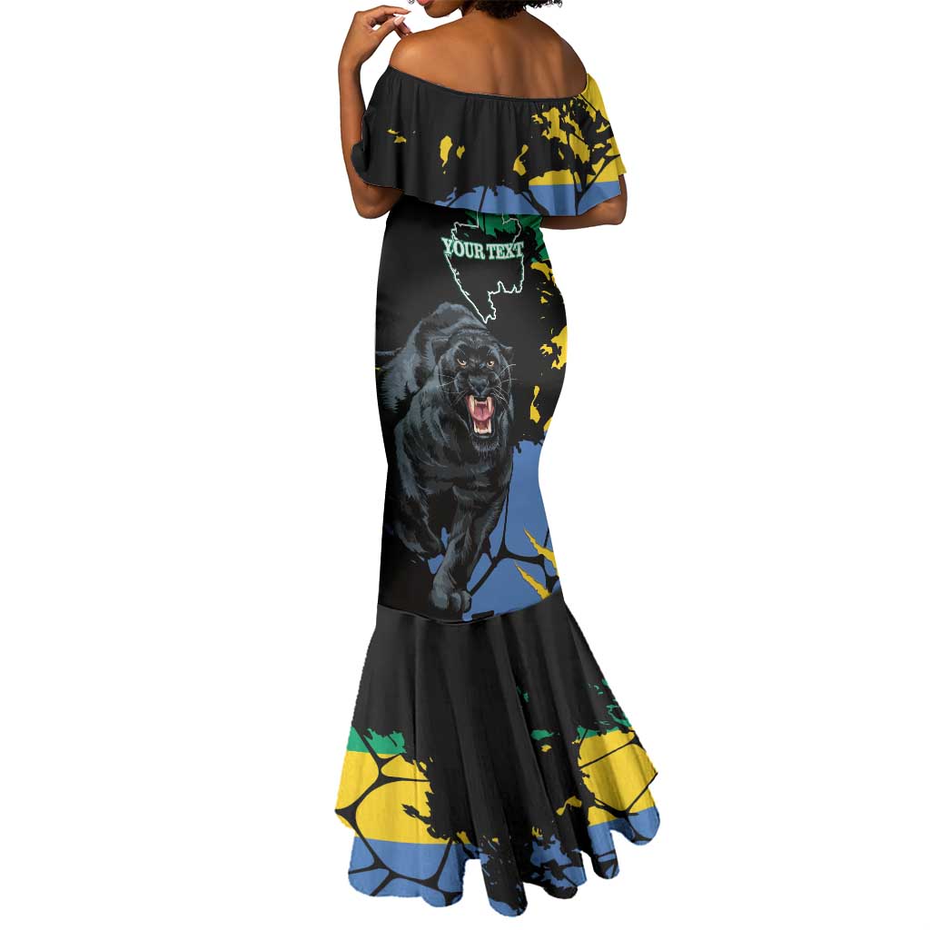 Personalized Gabon Black Panther Mermaid Dress Gabonese Map Grunge Style