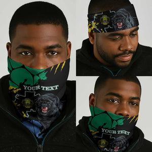 Gabon Black Panther Neck Gaiter Gabonese Map Grunge Style - African Pride