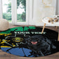 Personalized Gabon Black Panther Round Carpet Gabonese Map Grunge Style