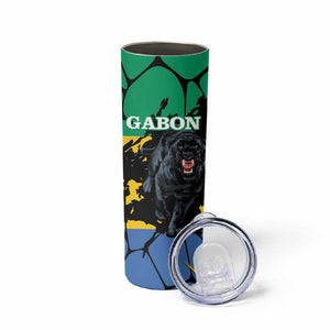Personalized Gabon Black Panther Skinny Tumbler Gabonese Map Grunge Style