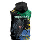 Personalized Gabon Black Panther Sleeveless Zip Hoodie Gabonese Map Grunge Style - African Pride