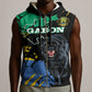 Personalized Gabon Black Panther Sleeveless Zip Hoodie Gabonese Map Grunge Style - African Pride