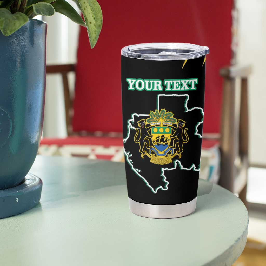 Personalized Gabon Black Panther Tumbler Cup Gabonese Map Grunge Style