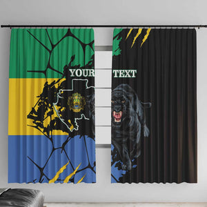 Personalized Gabon Black Panther Window Curtain Gabonese Map Grunge Style