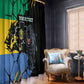 Personalized Gabon Black Panther Window Curtain Gabonese Map Grunge Style