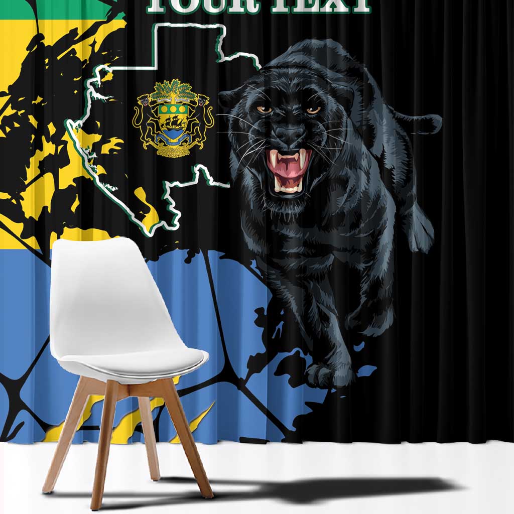 Personalized Gabon Black Panther Window Curtain Gabonese Map Grunge Style