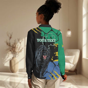 Personalized Gabon Black Panther Women Casual Shirt Gabonese Map Grunge Style LT14