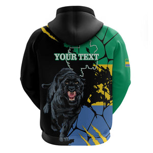 Personalized Gabon Black Panther Zip Hoodie Gabonese Map Grunge Style
