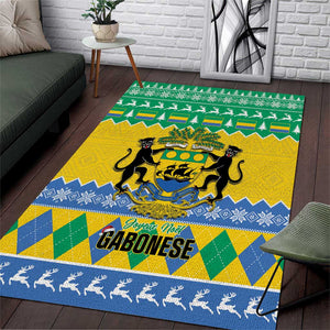 Afro Gabon Christmas Area Rug Joyeux Noel Coat Of Arms - African Pattern