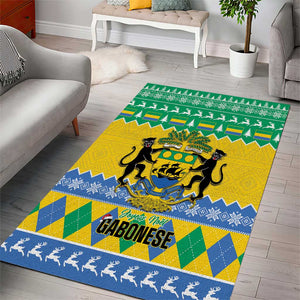 Afro Gabon Christmas Area Rug Joyeux Noel Coat Of Arms - African Pattern