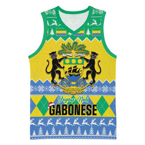 Afro Gabon Christmas Basketball Jersey Joyeux Noel Coat Of Arms - African Pattern LT14