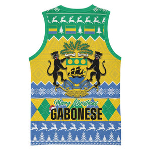 Afro Gabon Christmas Basketball Jersey Joyeux Noel Coat Of Arms - African Pattern LT14