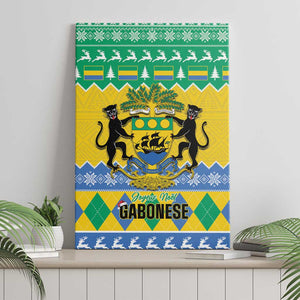 Afro Gabon Christmas Canvas Wall Art Joyeux Noel Coat Of Arms - African Pattern