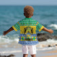Afro Gabon Christmas Kid Hawaiian Shirt Joyeux Noel Coat Of Arms - African Pattern