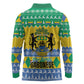 Afro Gabon Christmas Long Sleeve Polo Shirt Joyeux Noel Coat Of Arms - African Pattern