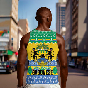 Afro Gabon Christmas Men Tank Top Joyeux Noel Coat Of Arms - African Pattern