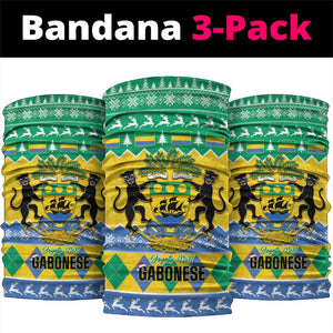 Afro Gabon Christmas Neck Gaiter Joyeux Noel Coat Of Arms - African Pattern - African Pride