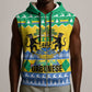 Afro Gabon Christmas Sleeveless Zip Hoodie Joyeux Noel Coat Of Arms - African Pattern - African Pride