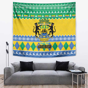Afro Gabon Christmas Tapestry Joyeux Noel Coat Of Arms - African Pattern