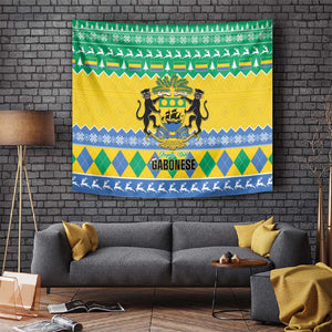 Afro Gabon Christmas Tapestry Joyeux Noel Coat Of Arms - African Pattern