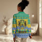 Afro Gabon Christmas Women Casual Shirt Joyeux Noel Coat Of Arms - African Pattern LT14