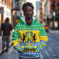 Afro Gabon Christmas Zip Hoodie Joyeux Noel Coat Of Arms - African Pattern