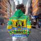 Afro Gabon Christmas Zip Hoodie Joyeux Noel Coat Of Arms - African Pattern