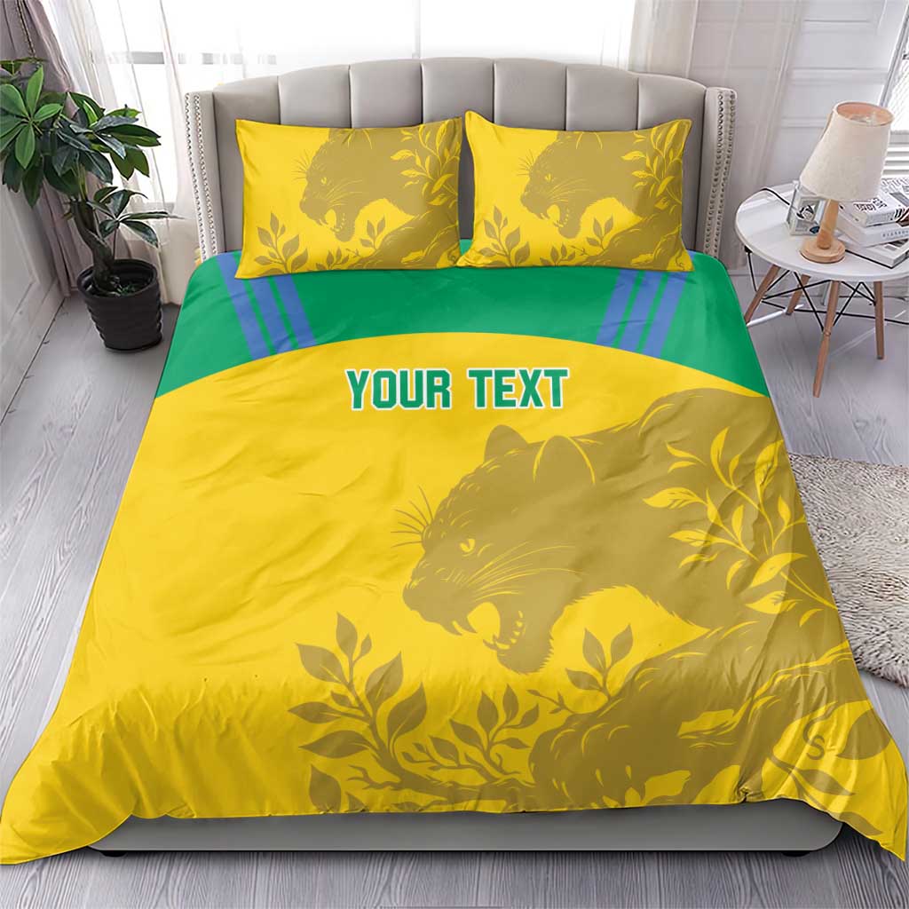 Personalized Gabon Football Bedding Set Allez Les Pantheres