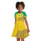 Personalized Gabon Football Kid Short Sleeve Dress Allez Les Pantheres