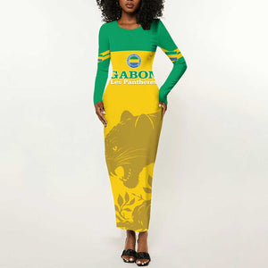 Personalized Gabon Football Long Sleeve Bodycon Dress Allez Les Pantheres LT14