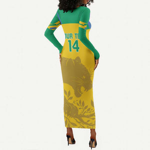 Personalized Gabon Football Long Sleeve Bodycon Dress Allez Les Pantheres LT14
