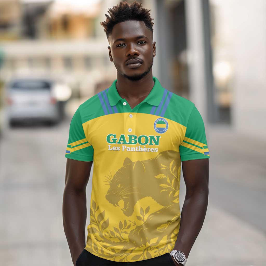 Personalized Gabon Football Polo Shirt Allez Les Pantheres