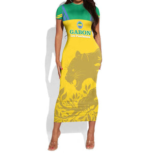Personalized Gabon Football Short Sleeve Bodycon Dress Allez Les Pantheres LT14