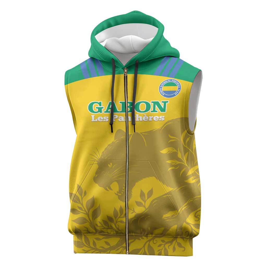 Personalized Gabon Football Sleeveless Zip Hoodie Allez Les Pantheres - African Pride
