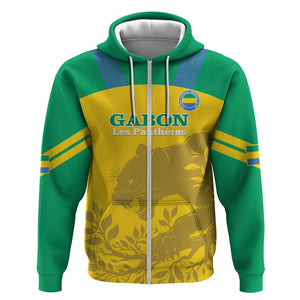 Personalized Gabon Football Zip Hoodie Allez Les Pantheres