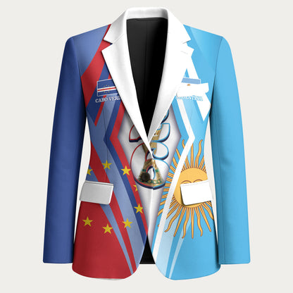 Custom Argentina and Cabo Verde Football 2026 Blazer La Albiceleste Tubaroes Azuis Together