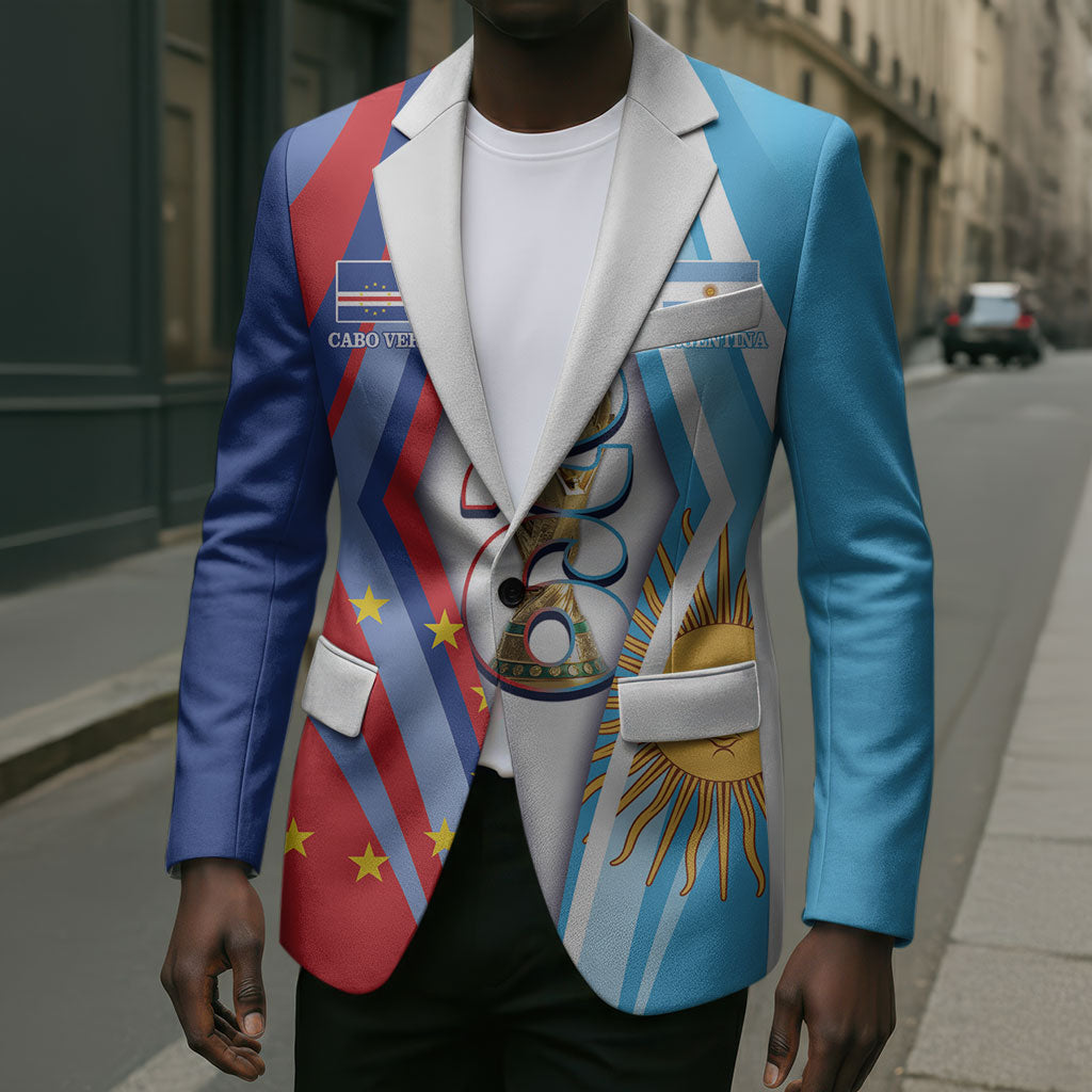 Custom Argentina and Cabo Verde Football 2026 Blazer La Albiceleste Tubaroes Azuis Together