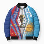 Custom Argentina and Cabo Verde Football 2026 Bomber Puffer Jacket La Albiceleste Tubaroes Azuis Together