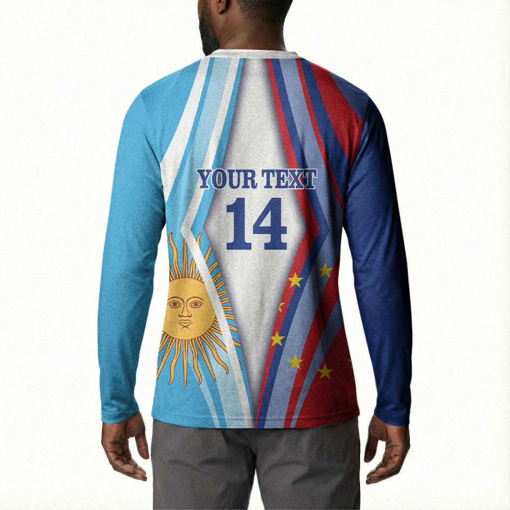 Custom Argentina and Cabo Verde Football 2026 Button Sweatshirt La Albiceleste Tubaroes Azuis Together
