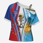 Custom Argentina and Cabo Verde Football 2026 Cross Shoulder Shirt La Albiceleste Tubaroes Azuis Together