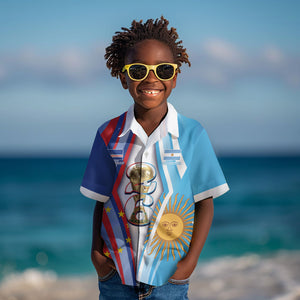Custom Argentina and Cabo Verde Football 2026 Kid Hawaiian Shirt La Albiceleste Tubaroes Azuis Together