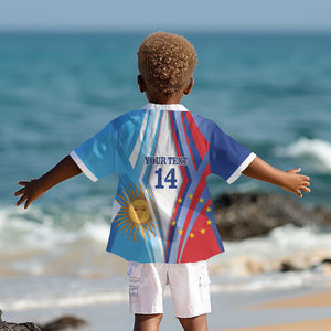 Custom Argentina and Cabo Verde Football 2026 Kid Hawaiian Shirt La Albiceleste Tubaroes Azuis Together