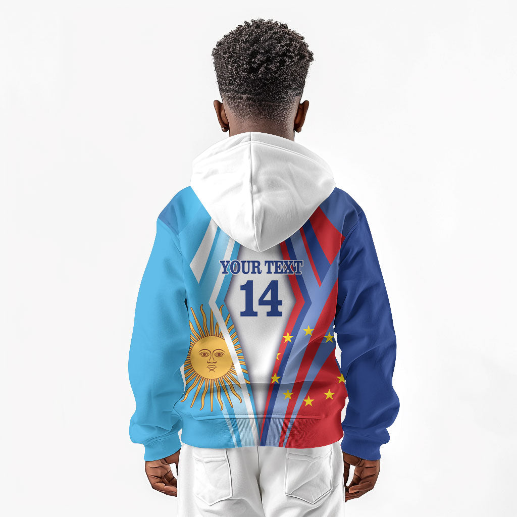 Custom Argentina and Cabo Verde Football 2026 Kid Hoodie La Albiceleste Tubaroes Azuis Together