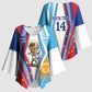 Custom Argentina and Cabo Verde Football 2026 Kimono Sleeve Blouse La Albiceleste Tubaroes Azuis Together