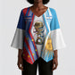 Custom Argentina and Cabo Verde Football 2026 Kimono Sleeve Blouse La Albiceleste Tubaroes Azuis Together