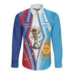 Custom Argentina and Cabo Verde Football 2026 Long Sleeve Button Shirt La Albiceleste Tubaroes Azuis Together