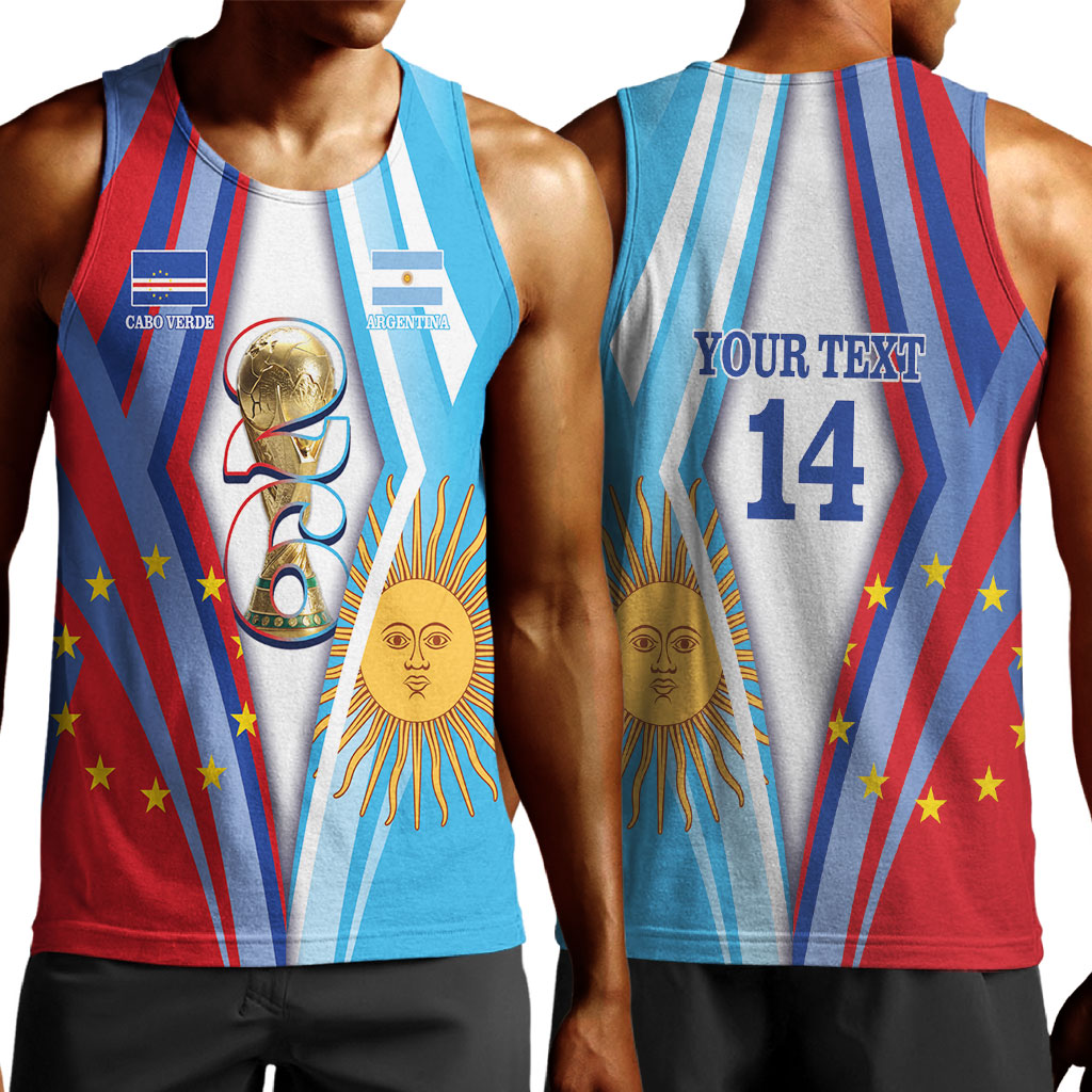 Custom Argentina and Cabo Verde Football 2026 Men Tank Top La Albiceleste Tubaroes Azuis Together