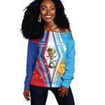 Custom Argentina and Cabo Verde Football 2026 Off Shoulder Sweater La Albiceleste Tubaroes Azuis Together