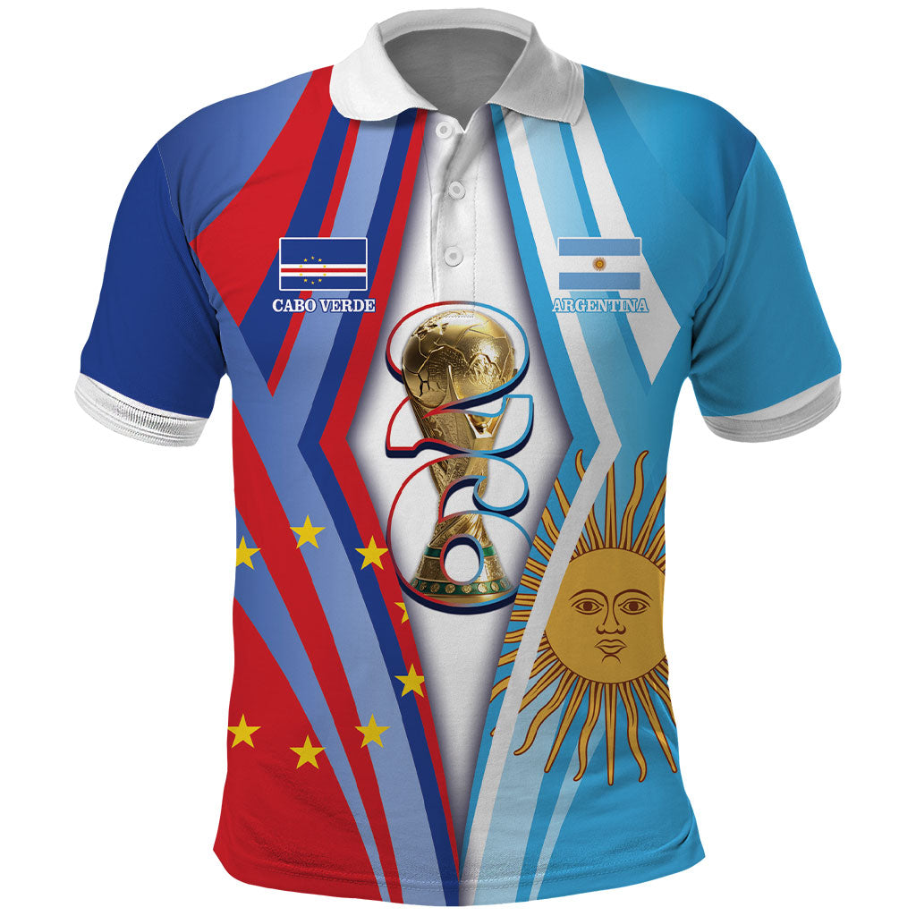 Custom Argentina and Cabo Verde Football 2026 Polo Shirt La Albiceleste Tubaroes Azuis Together